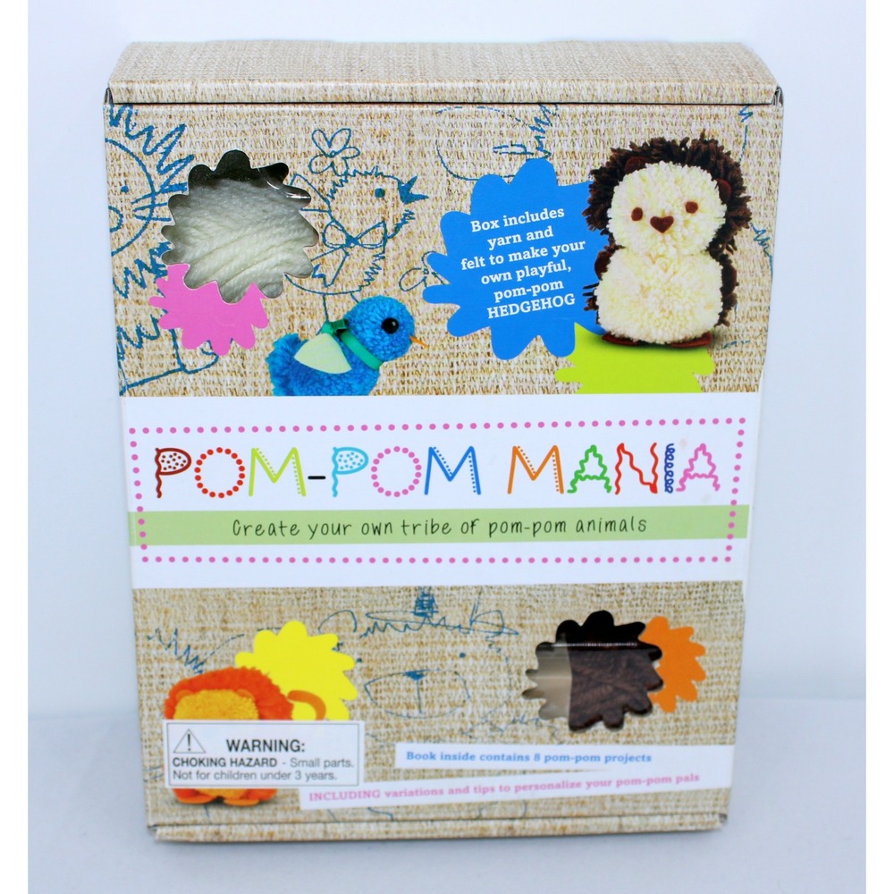 Pom-Pom Mania Craft Kit DIY Animal Tribe Hedgehog Yarn Felt Projects